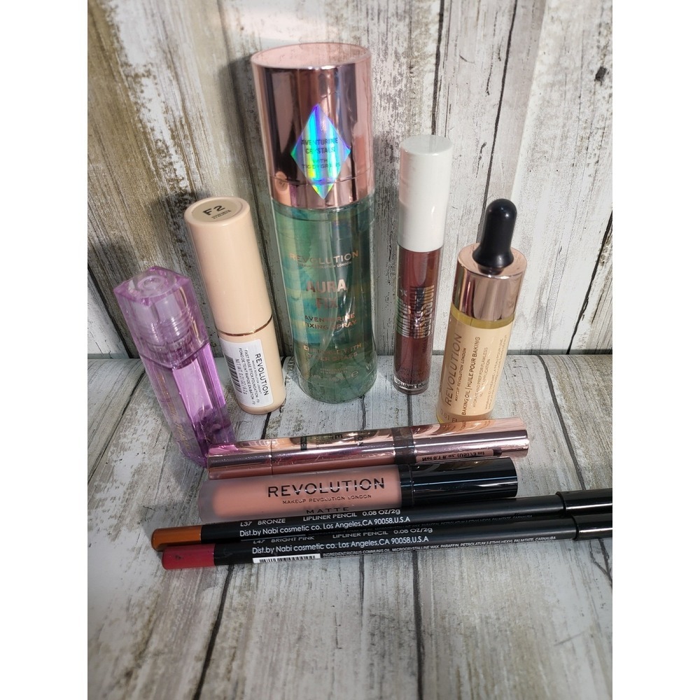 Revolution 9 Piece Makeup Lot New Eyes Lips Face Setting Spray Foundation Oil - Picture 5 of 5